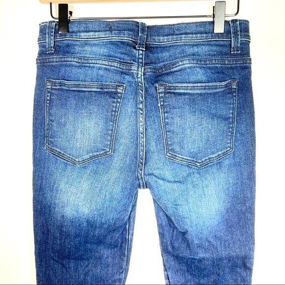 Harper dark wash skinny jeans with black velvet stripe on side mid rise size 29 - Picture 3 of 6